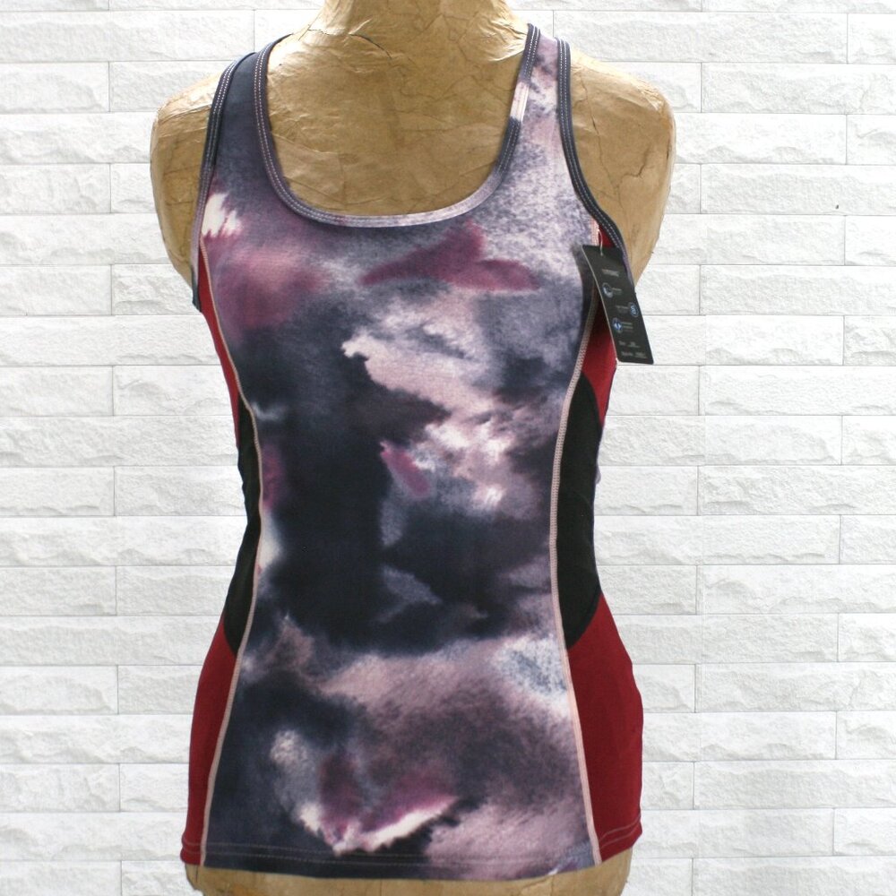 YITONG Top Athleisure Sleeveless Racerback Athletic Yoga Burgundy Abstract S/M